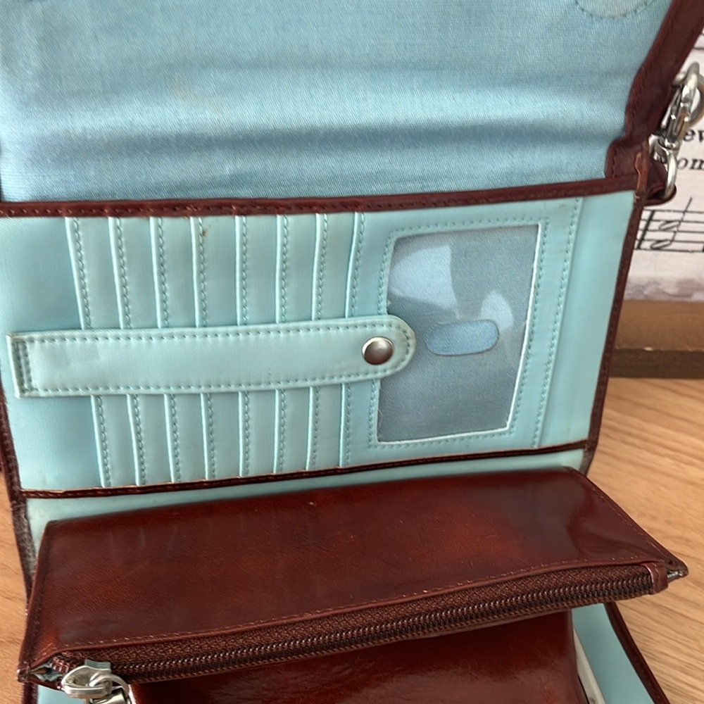HOBO Burgundy Leather Crossbody Clutch - Picture 5 of 10
